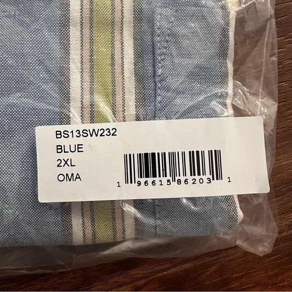 Ben Sherman Men's Signature Mod Stripe Shirt Sz 2XL Blue Green Stripe - Picture 6 of 7